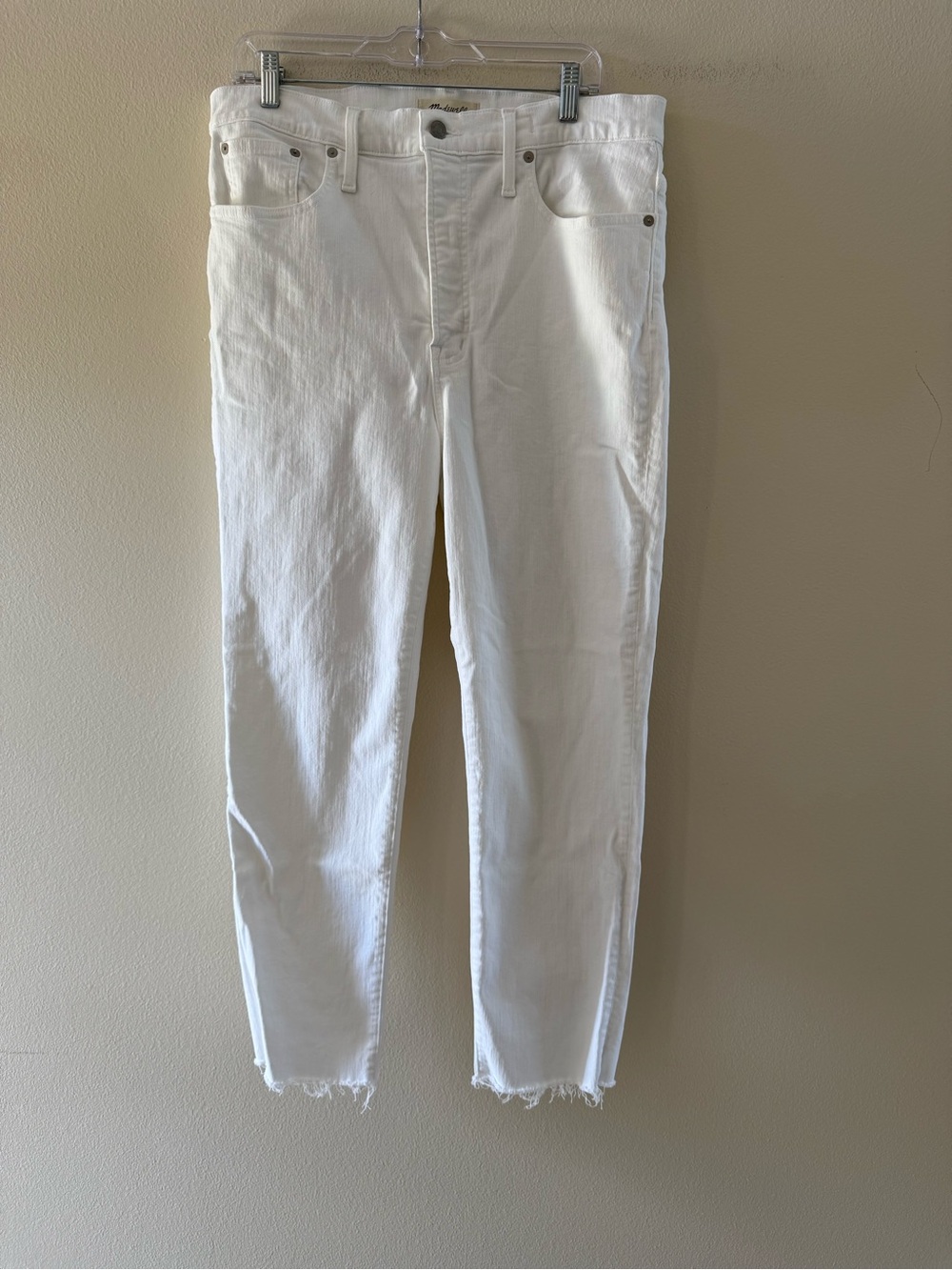 Madewell The Perfect Vintage Crop White Cropped Raw-Hem Ankle Jeans